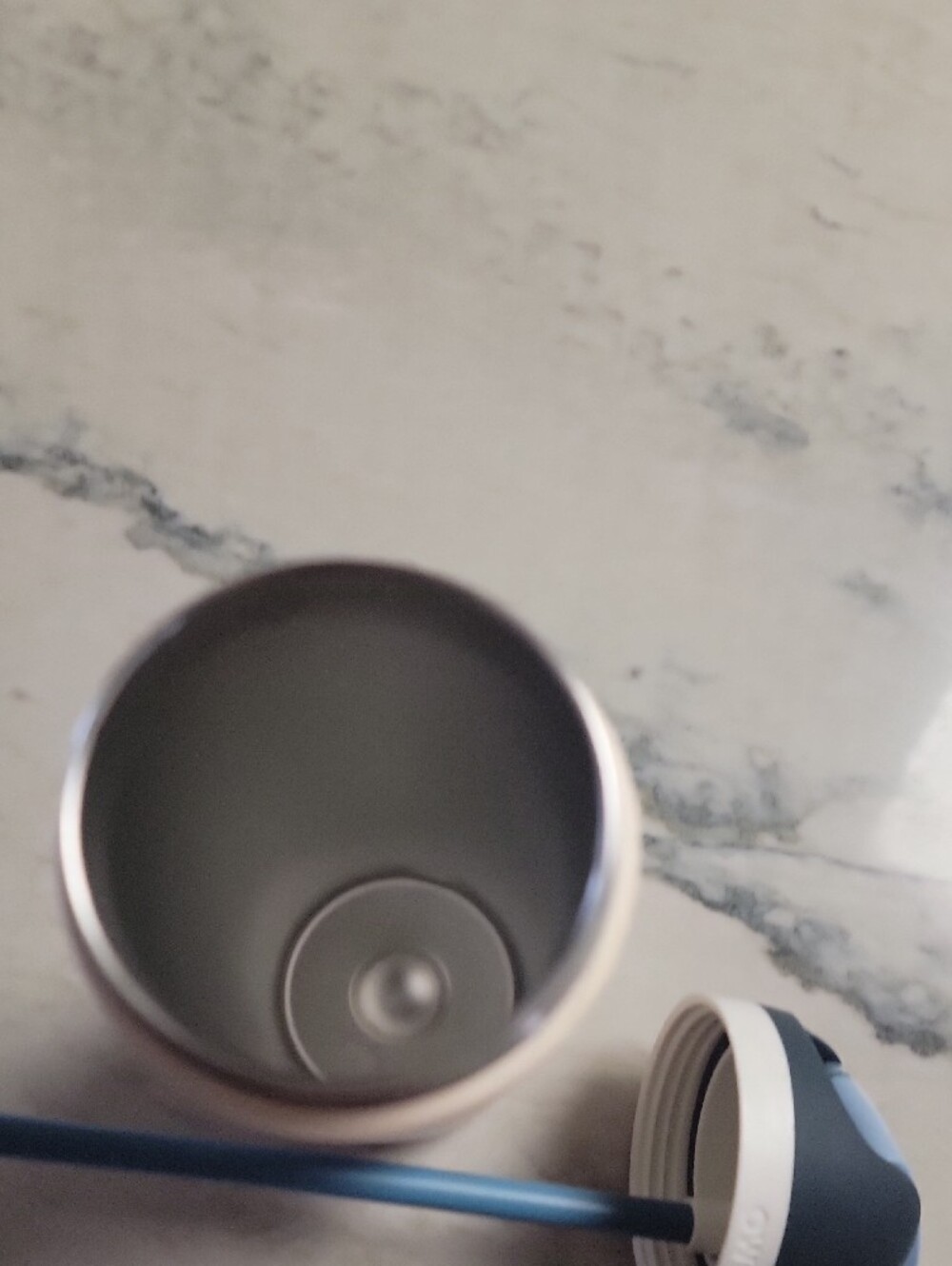 Owala Cream Bottle with Light and Dark Blue Lid - Picture 4 of 4